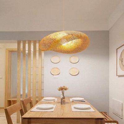 مصباح تصميم فني إبداعي زخرفي مصباح شنطة الخيزران