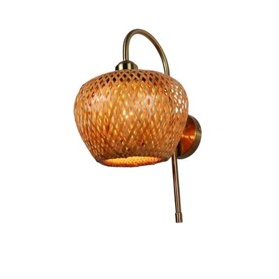 E27 مصباح الحائط الخيزران المنسوج LED Sconce 3500K لغرفة النوم الحمام