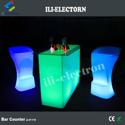 مائدة حانة مستطيلة مضاءة مضادة للماء للحديقة الخارجية