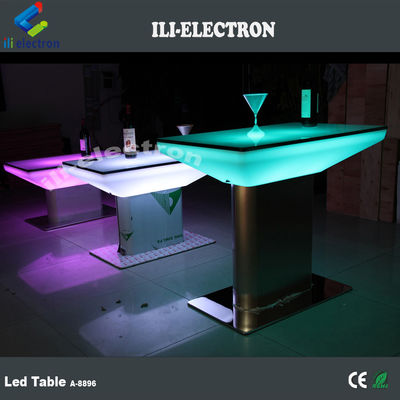طاولة طعام LED بلاستيكية مربعة تتغير اللون في الهواء الطلق والداخلي