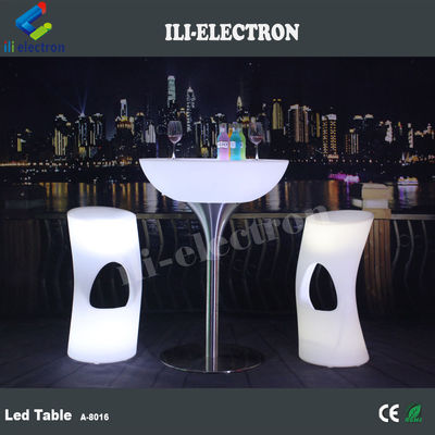 طاولة الحانة ذات الطراز المزيّن القابلة لإعادة الشحن من البلاستيك PE المستديرة المزودة بطاقة LED/ طاولة القهوة المزودة بطاقة LED/ طاولة النوم