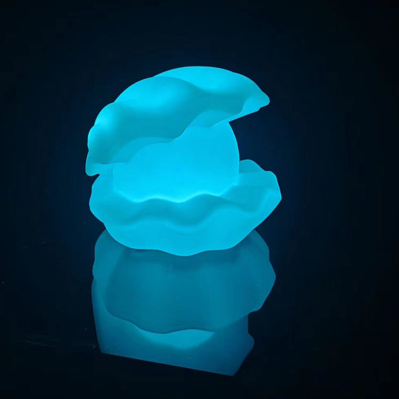 أضواء حمام ملونة مضيئة ، RGB LED أطفال ضوء ليلي شكل قشرة بحرية